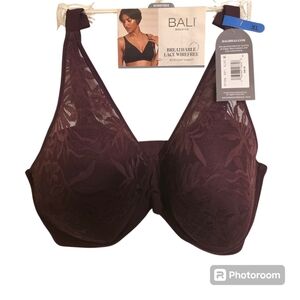 Bali Women's Wirefree Lace Bra - Dark Purple XL